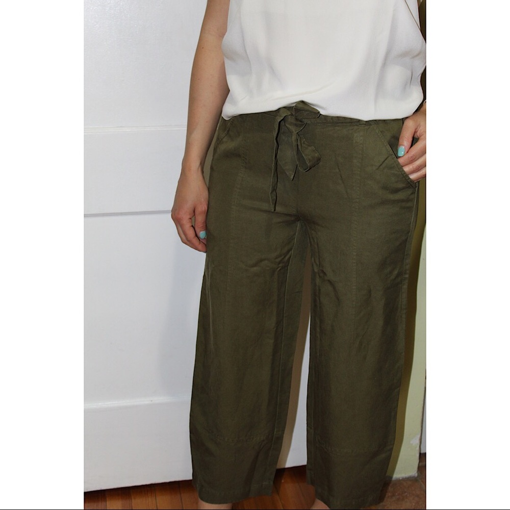 Olive Green Green 💯 linen Pants